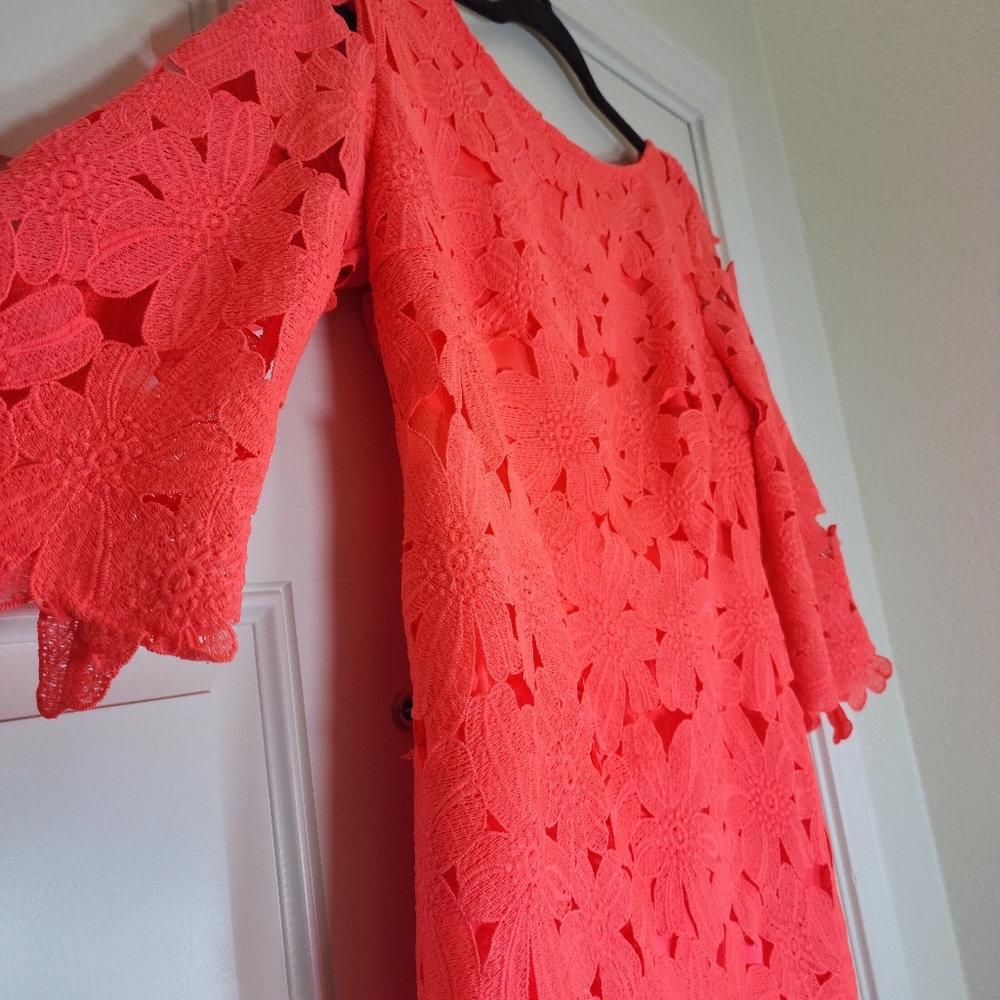 Ark&Co Women Coral Peach Lace  Mini Dress . Size S - Picture 8 of 15